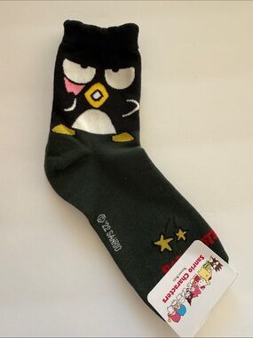 Sanrio Badtz-Maru Black & Dark Green Character Crew Socks